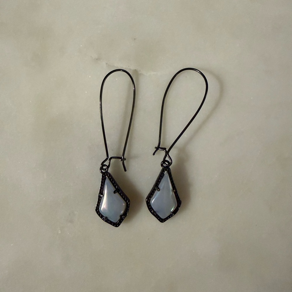 Kendra Scott Elegant Black and Opal-Like stone Drop Earrings